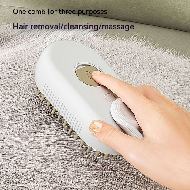 Premium Steam Pet Grooming Brush – 3-in-1 Electric Spray Comb for Cats & Dogs