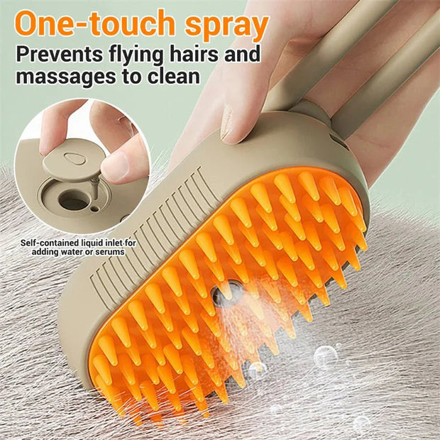 Premium Steam Pet Grooming Brush – 3-in-1 Electric Spray Comb for Cats & Dogs