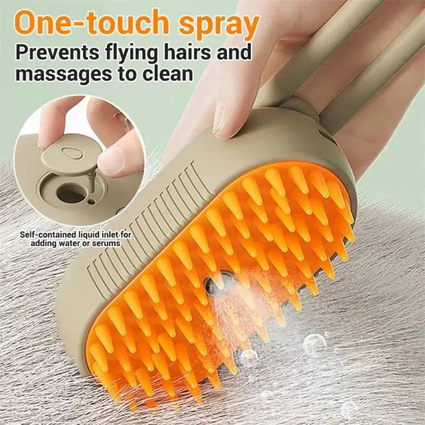 Premium Steam Pet Grooming Brush – 3 - in - 1 Electric Spray Comb - Pet Souq