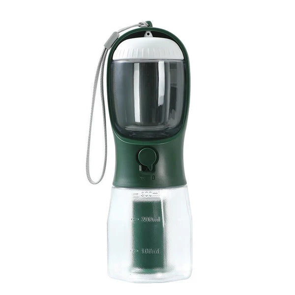 3-in-1 Pet Water Bottle – Portable Food, Water & Waste Bag Dispenser for Dogs & Cat