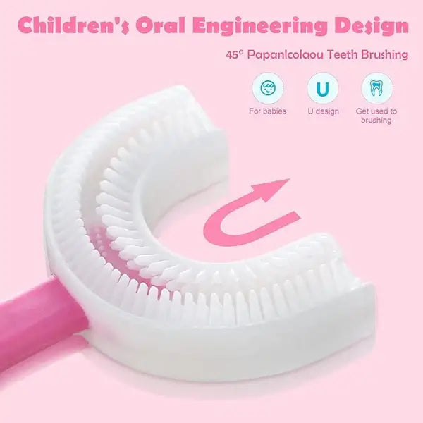Close-up of U-Shaped Kids Toothbrush for Ages 2-12 – Gentle Gum Care