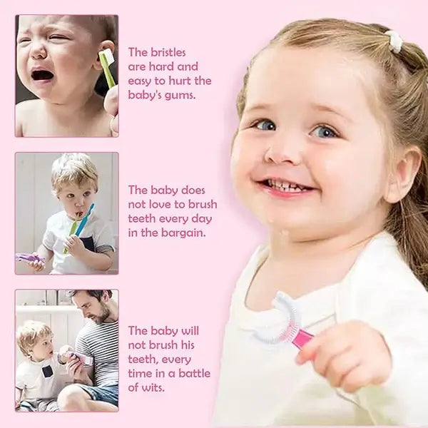 Children’s U-Shaped Toothbrush Demonstration – Easy Grip Handle Design